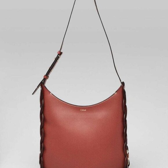 Chloe Sepia Brown Grained Leather Medium Darryl Hobo Bag - Picture 1 of 12